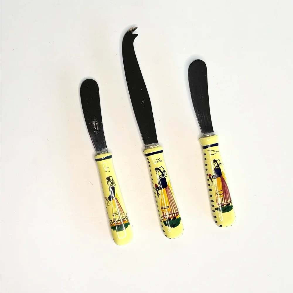 Henroit Quimper Cheese Knife Spreader Set for Charcuterie Board